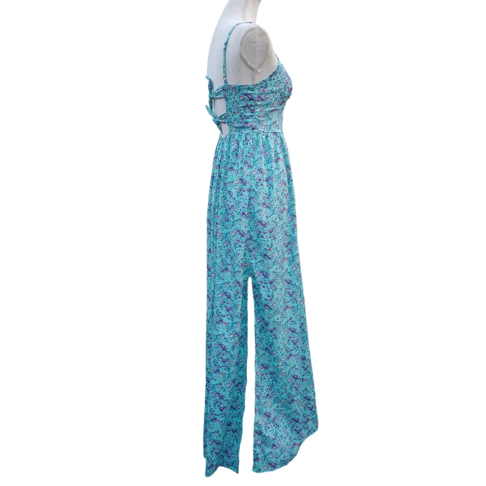 Arizona Jeans Co Maxi Dress Spaghetti Straps Double Tie Back Split Side … - Picture 3 of 11